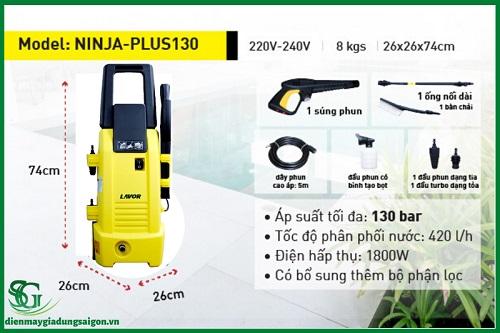 thông số máy phun xịt áp lực nước lavor ninja plus 130