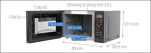 kích thước bên trong lò vi sóng