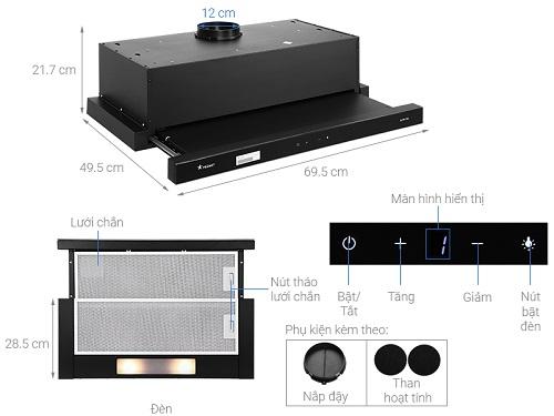 kích thước máy hút mùi 700