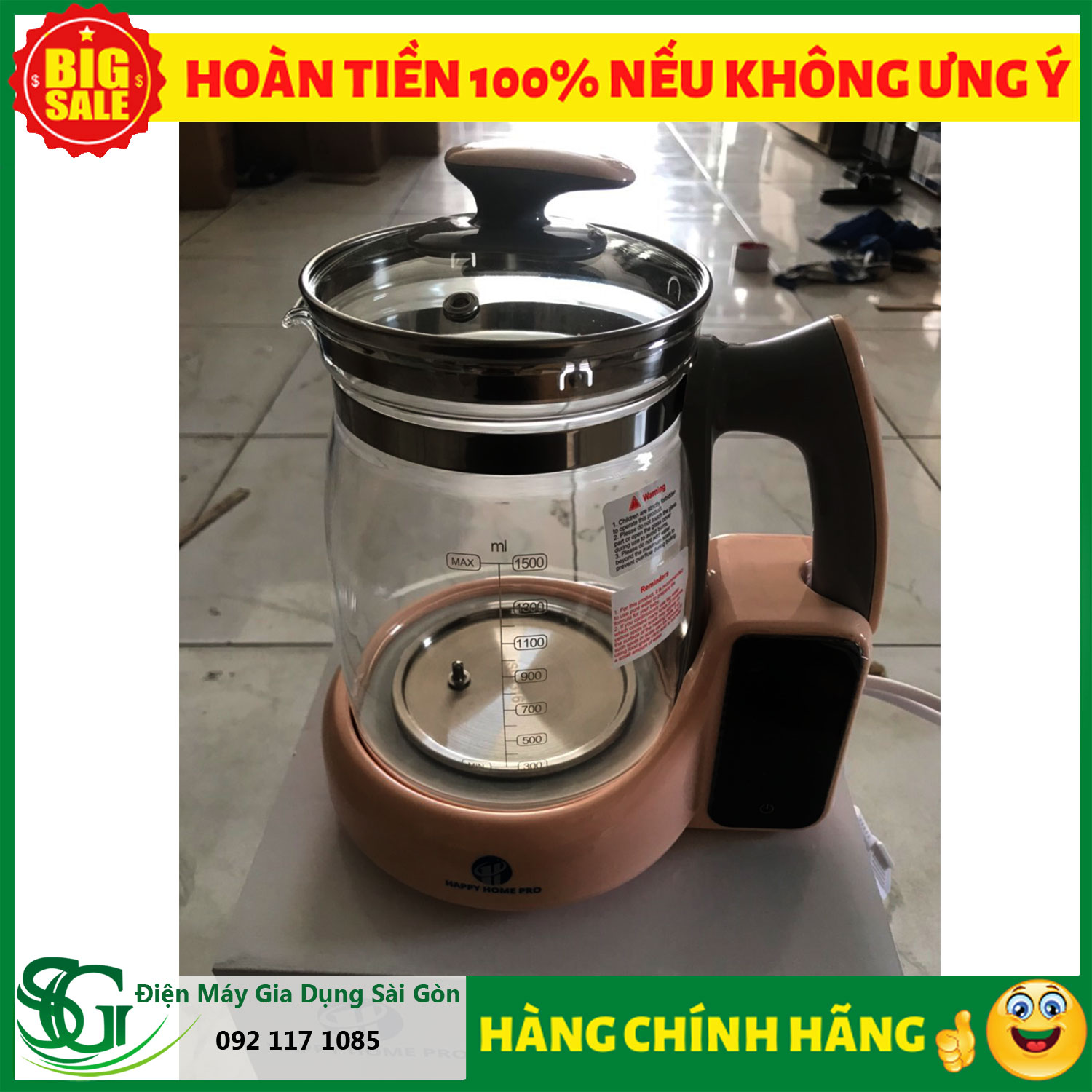 Am nau nuoc thong minh 1.5L HAP20 Happy Home Pro 2 1