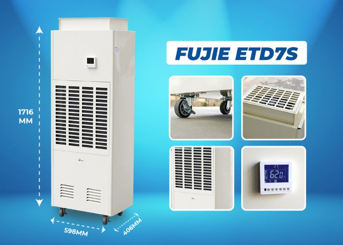 Máy hút ẩm Fujie ETD7s có bánh xe quay 360 độ