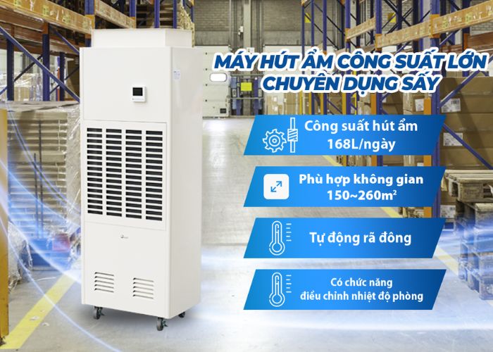 Máy hút ẩm Fujie ETD7s có bánh xe quay 360 độ